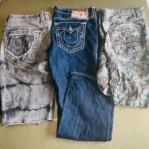 True Religion Jeans and Rock Revival Shorts Lot Men’s Size 42-44
